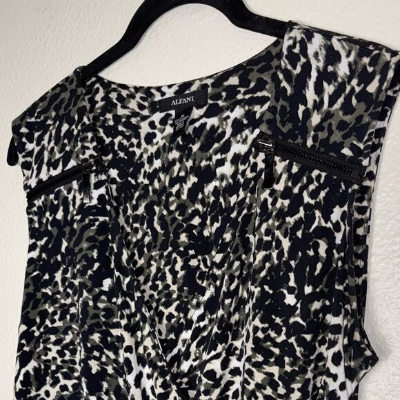 Alfani Isola Ricca Sleeveless Dress Cheetah Swirl Print black,gray,white Medium - Picture 13 of 15
